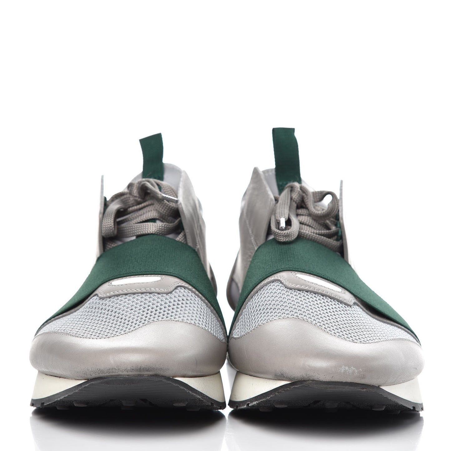Mesh Calfskin Neoprene Suede Mens Race Runner Sneakers 46 Grey Green