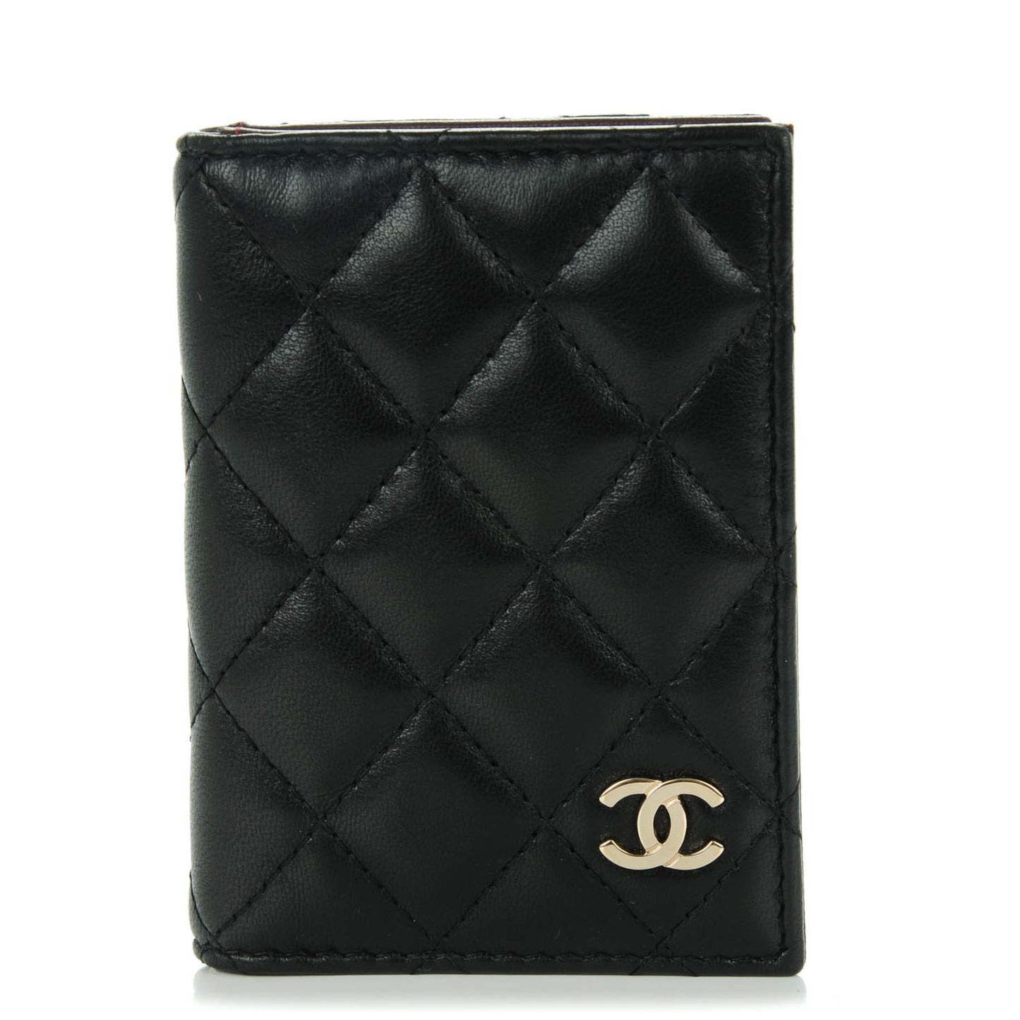 Lambskin Quilted Card Holder Wallet Black