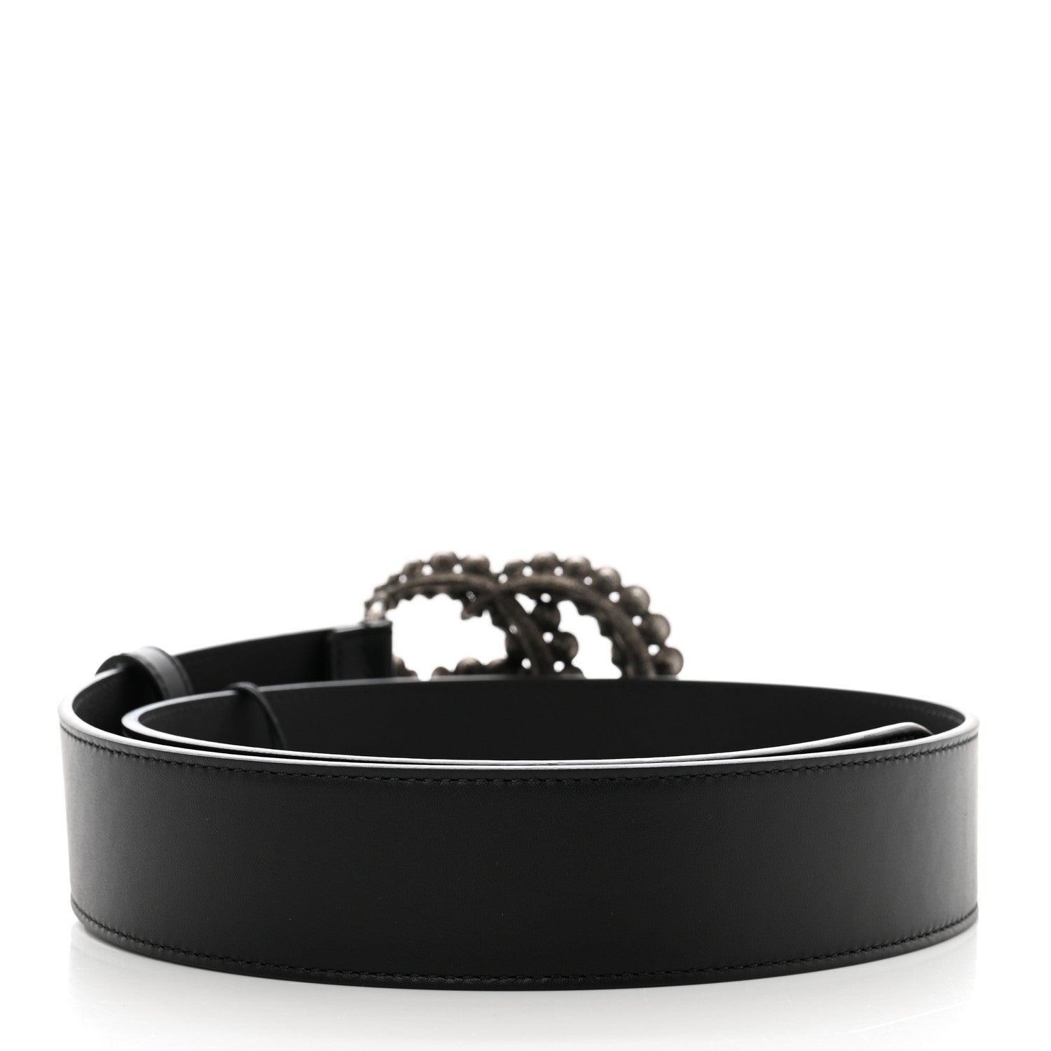 Gucci Calfskin Crystal Double G 40mm Belt Black 2 of 6