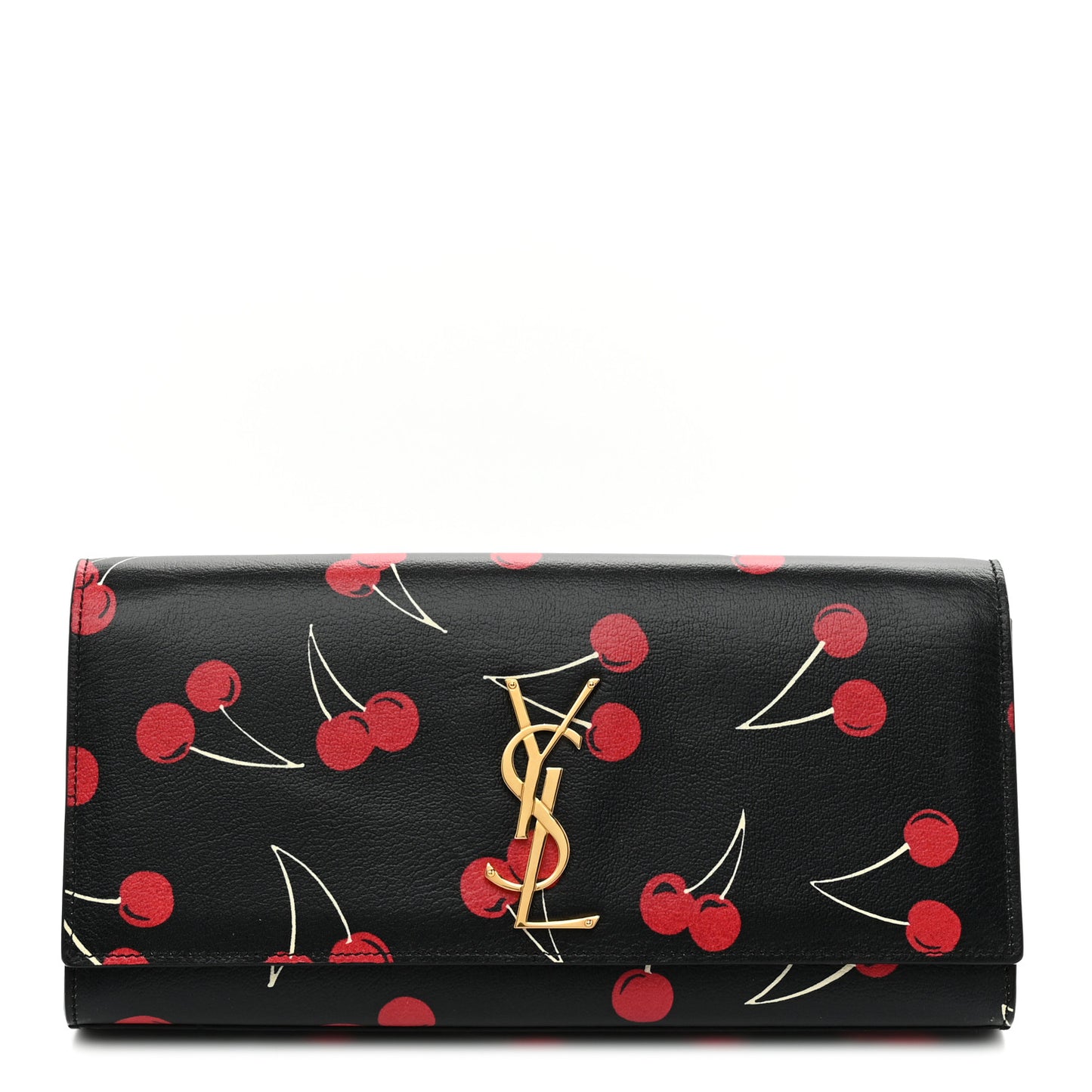 Grained Calfskin Cherry Classic Monogram Clutch