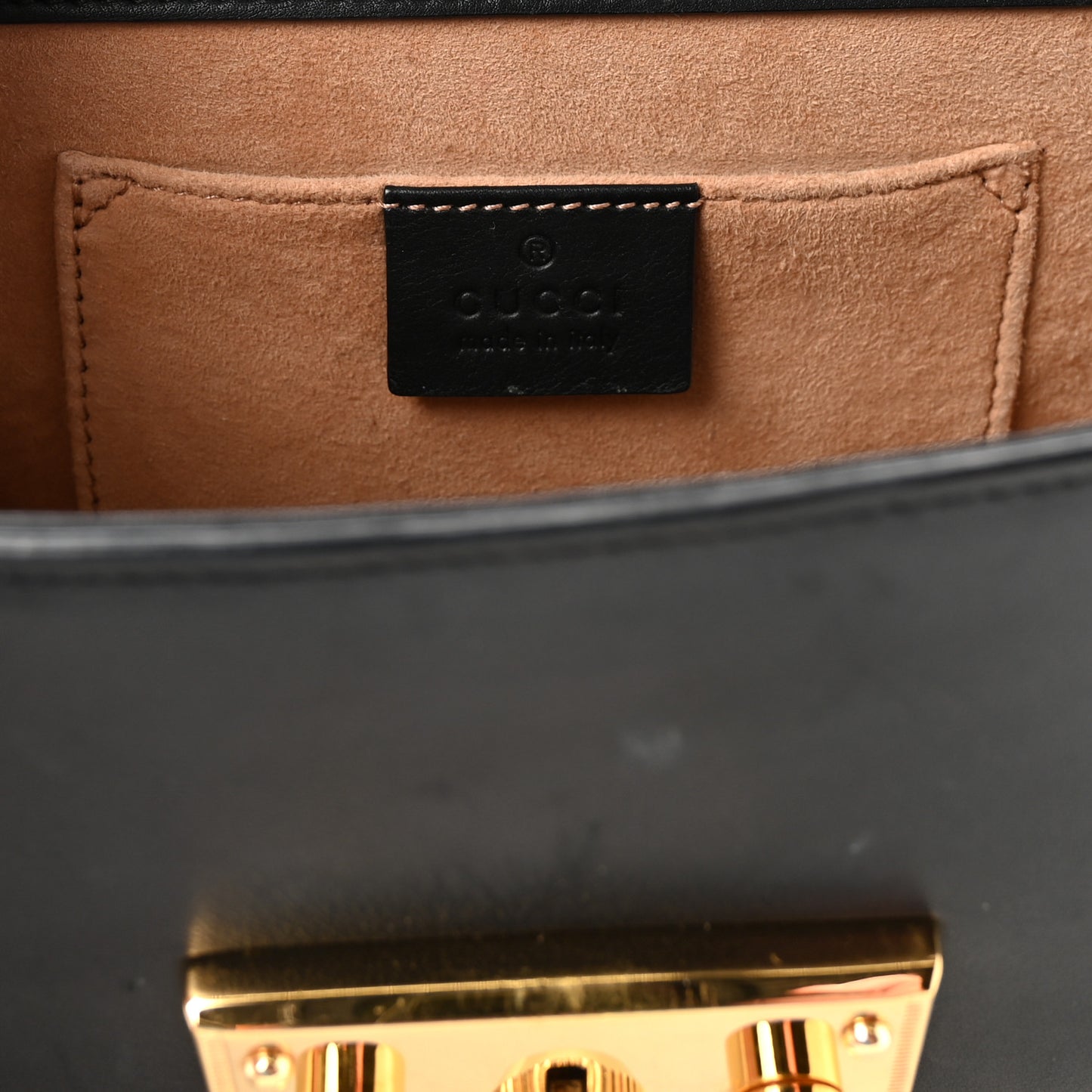 Calfskin Studded Small Padlock Shoulder Bag Black