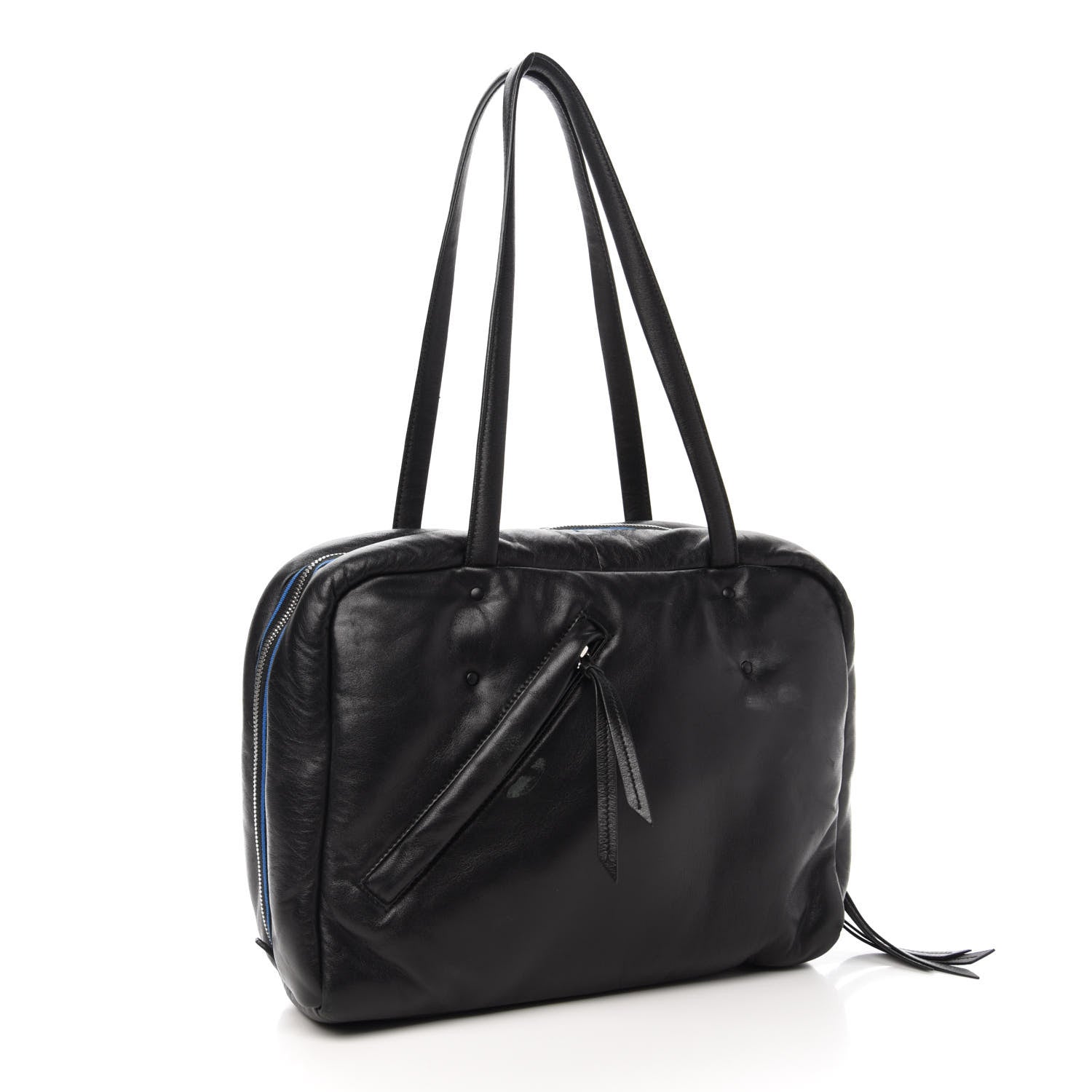 Prada Nappa Soft Tote Black Cobalto 3 of 15