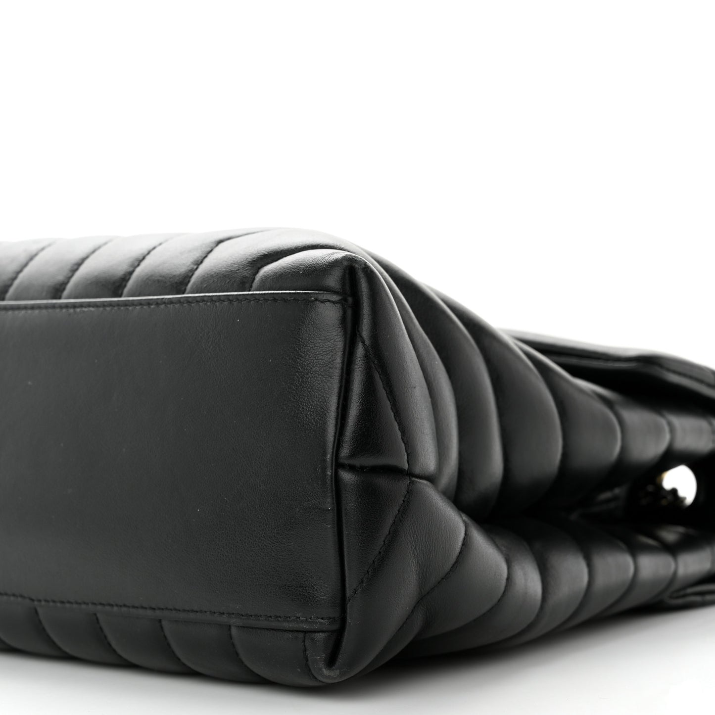 Calfskin Y Quilted Monogram Monochrome Medium Loulou Chain Satchel Black