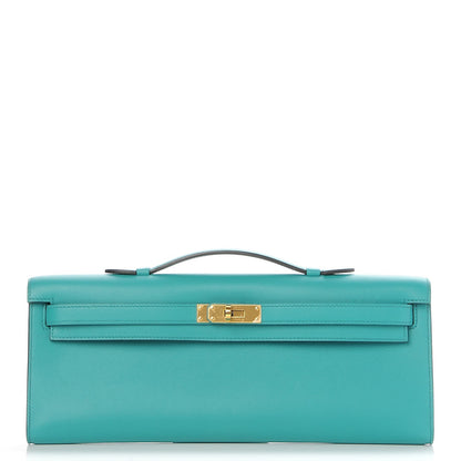 Hermes Swift Kelly Cut Clutch Pochette Bleu Paon 1 of 22