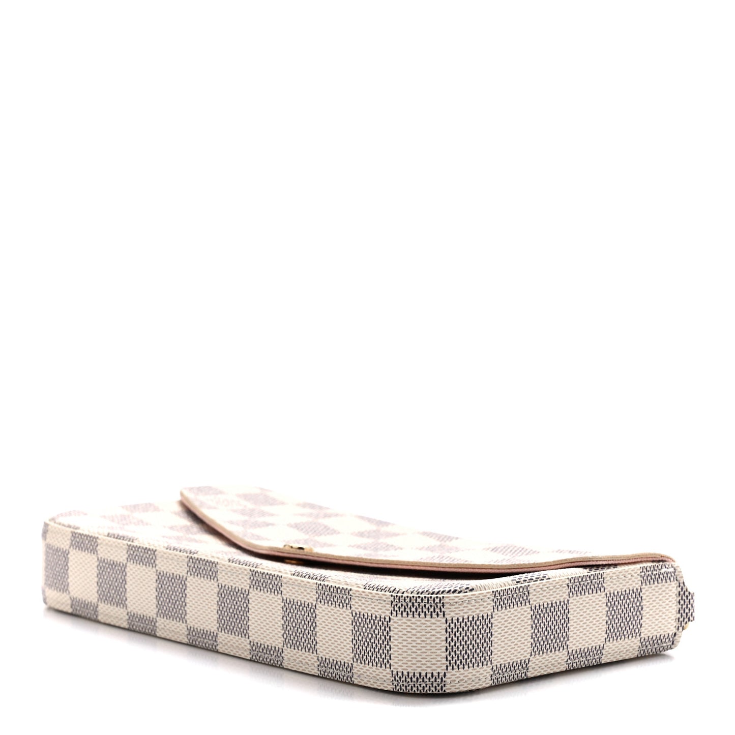 Damier Azur Pochette Felicie Chain Wallet Rose Ballerine
