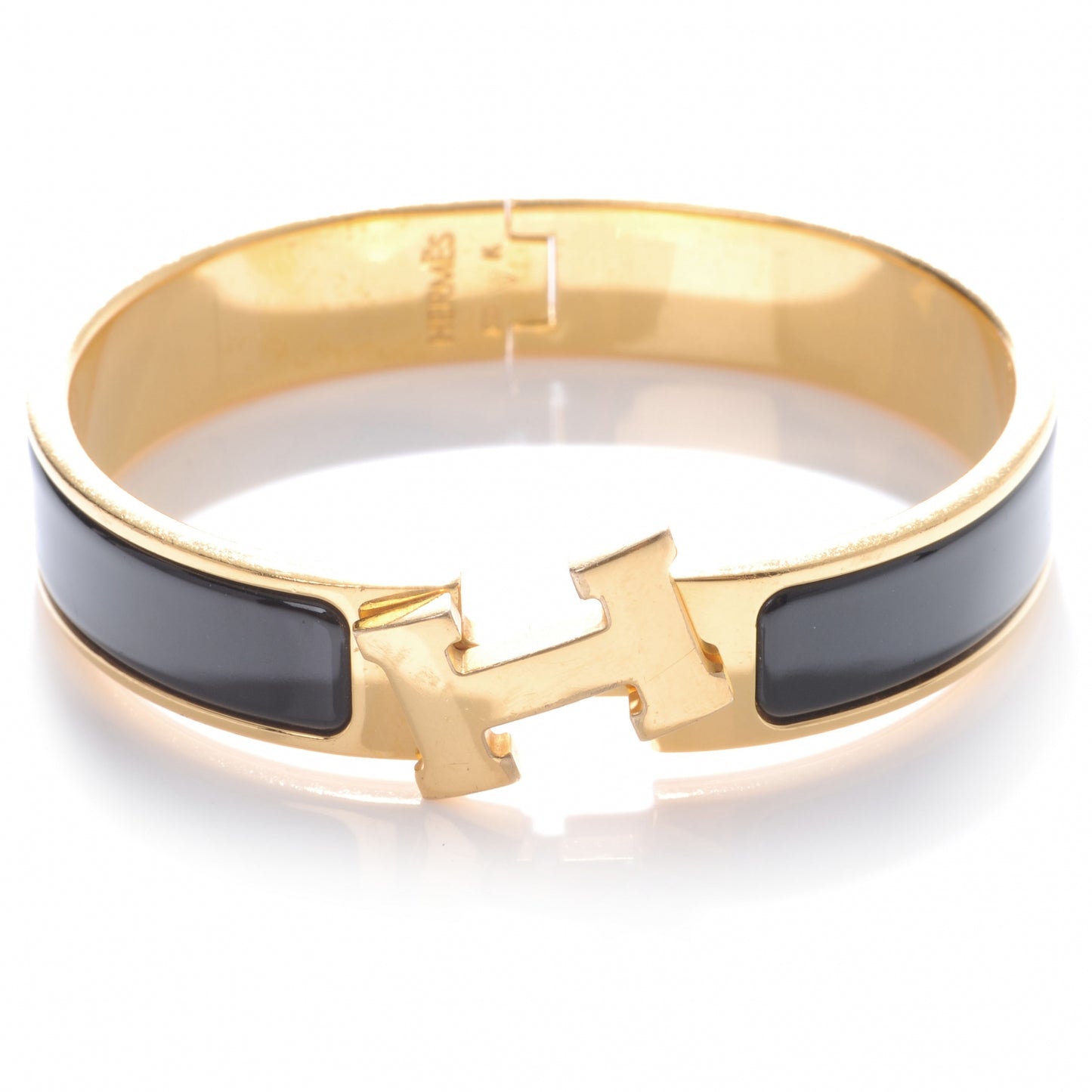 Enamel Narrow Clic Clac H Bracelet PM Black