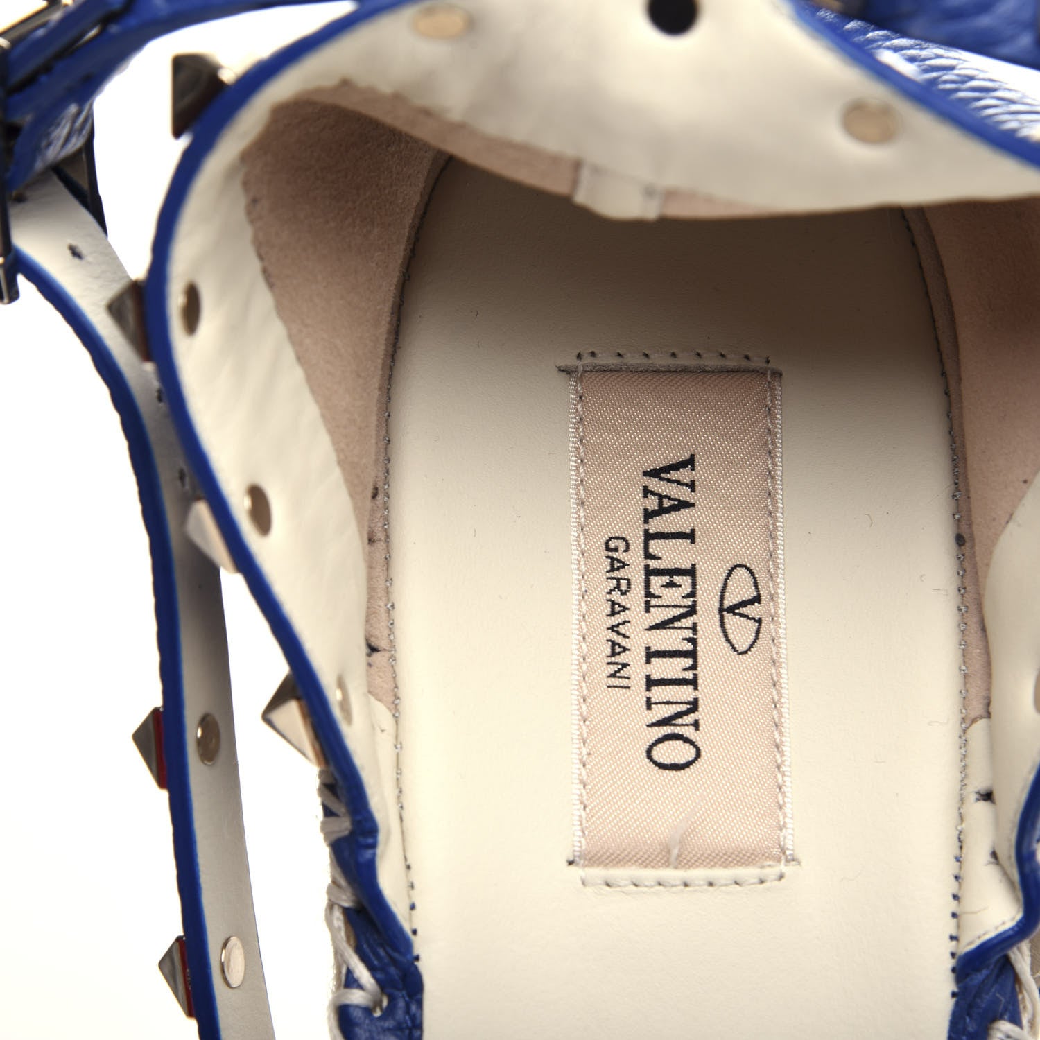 Valentino Garavani Grained Calfskin Rockstud Ankle Wrap Espadrille 20mm Flats 41 Blu Delft 7 of 10