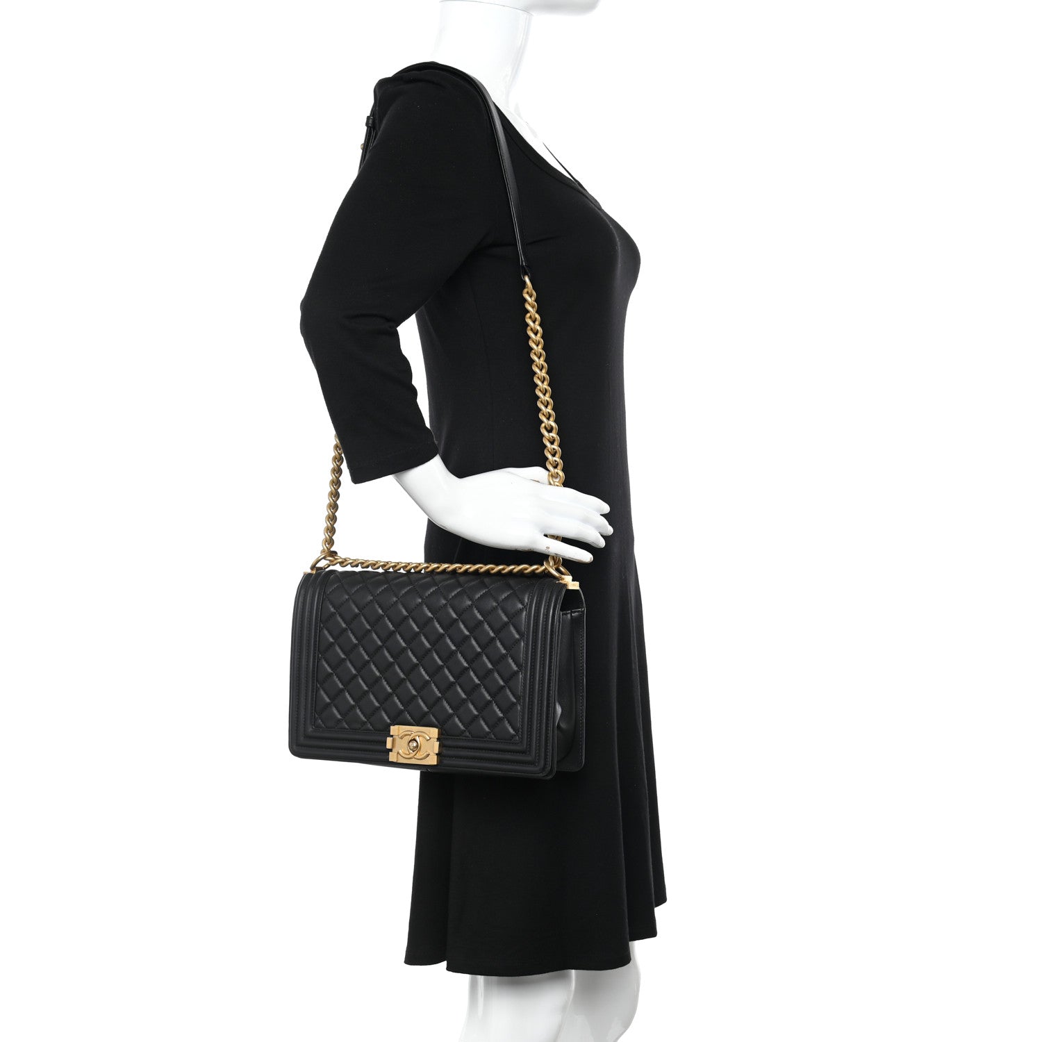 Chanel Calfskin Quilted New Medium Boy Flap Black 2 of 12