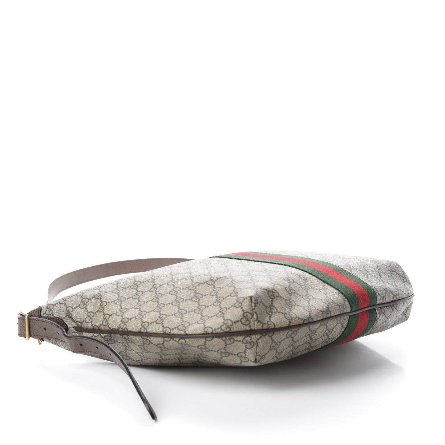 GG Supreme Monogram Web Ophidia Half Moon Hobo Brown