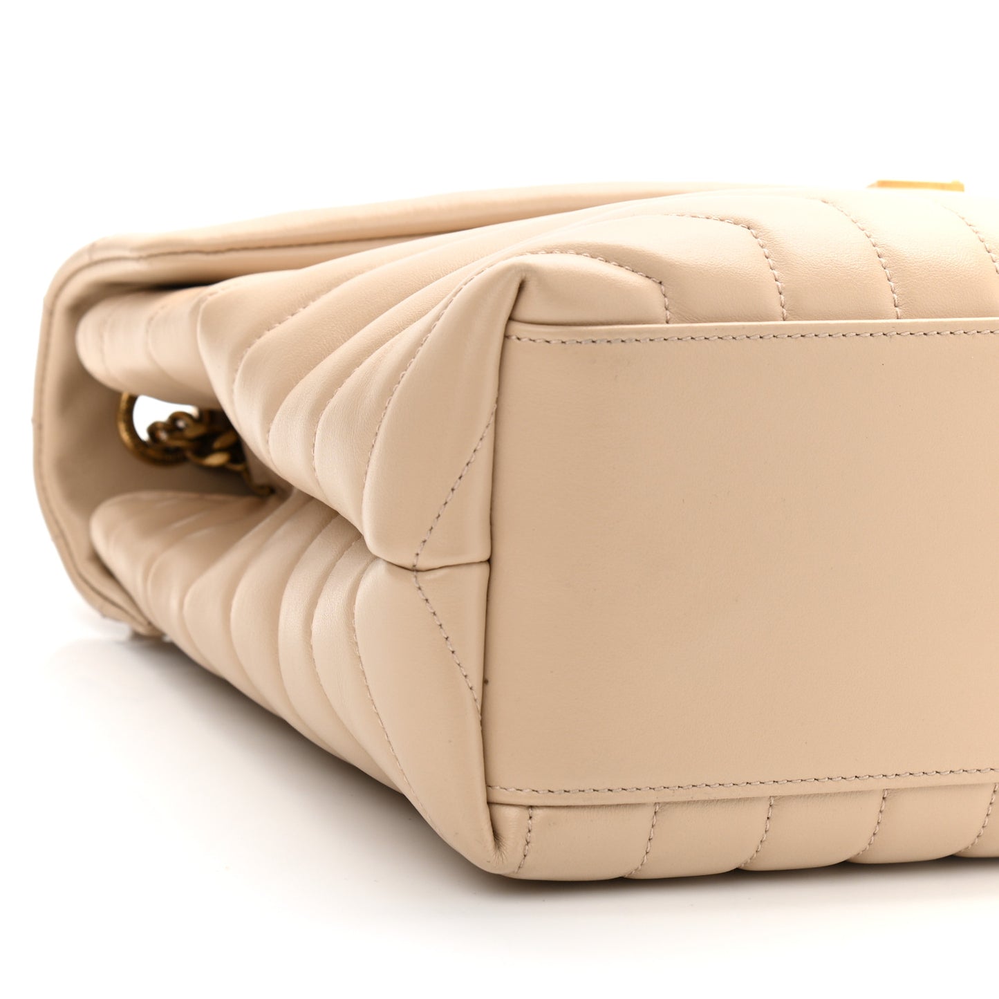 Calfskin Y Quilted Monogram Medium Loulou Chain Satchel Dark Beige