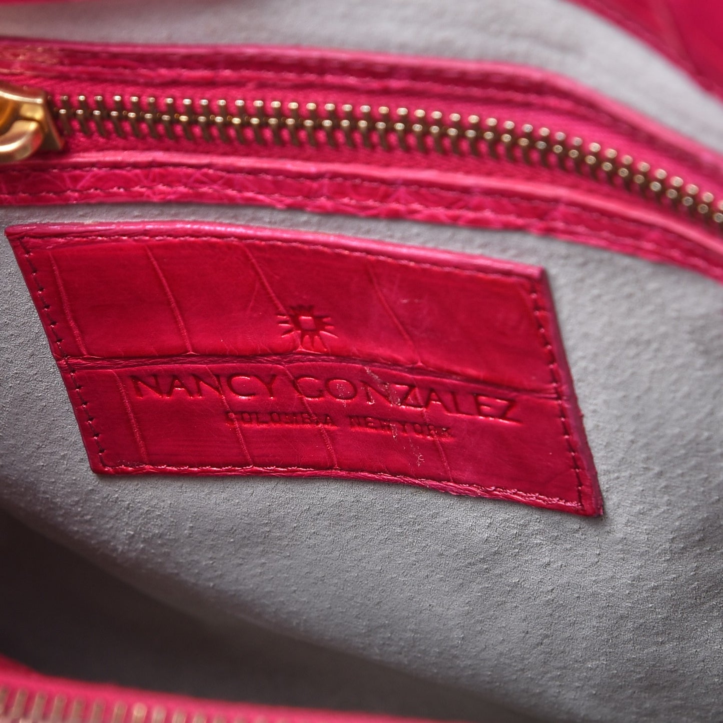 Crocodile Medium Satchel Fuchsia