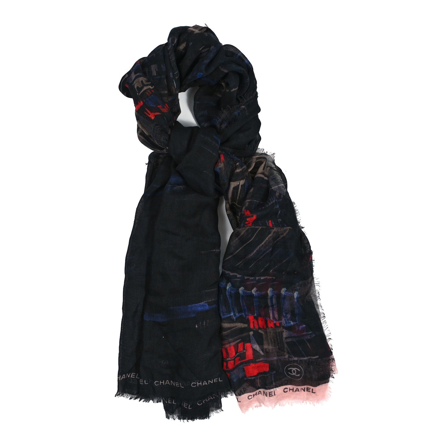 Cashmere Silk City Shawl Black Blue