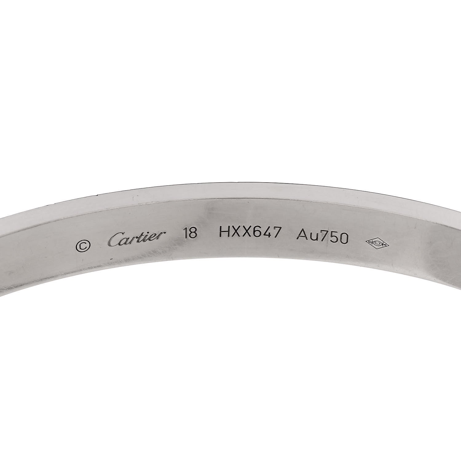 Cartier 18K White Gold LOVE Bracelet 18 7 of 9