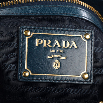 Prada Vitello Shine Hobo Denim 7 of 10