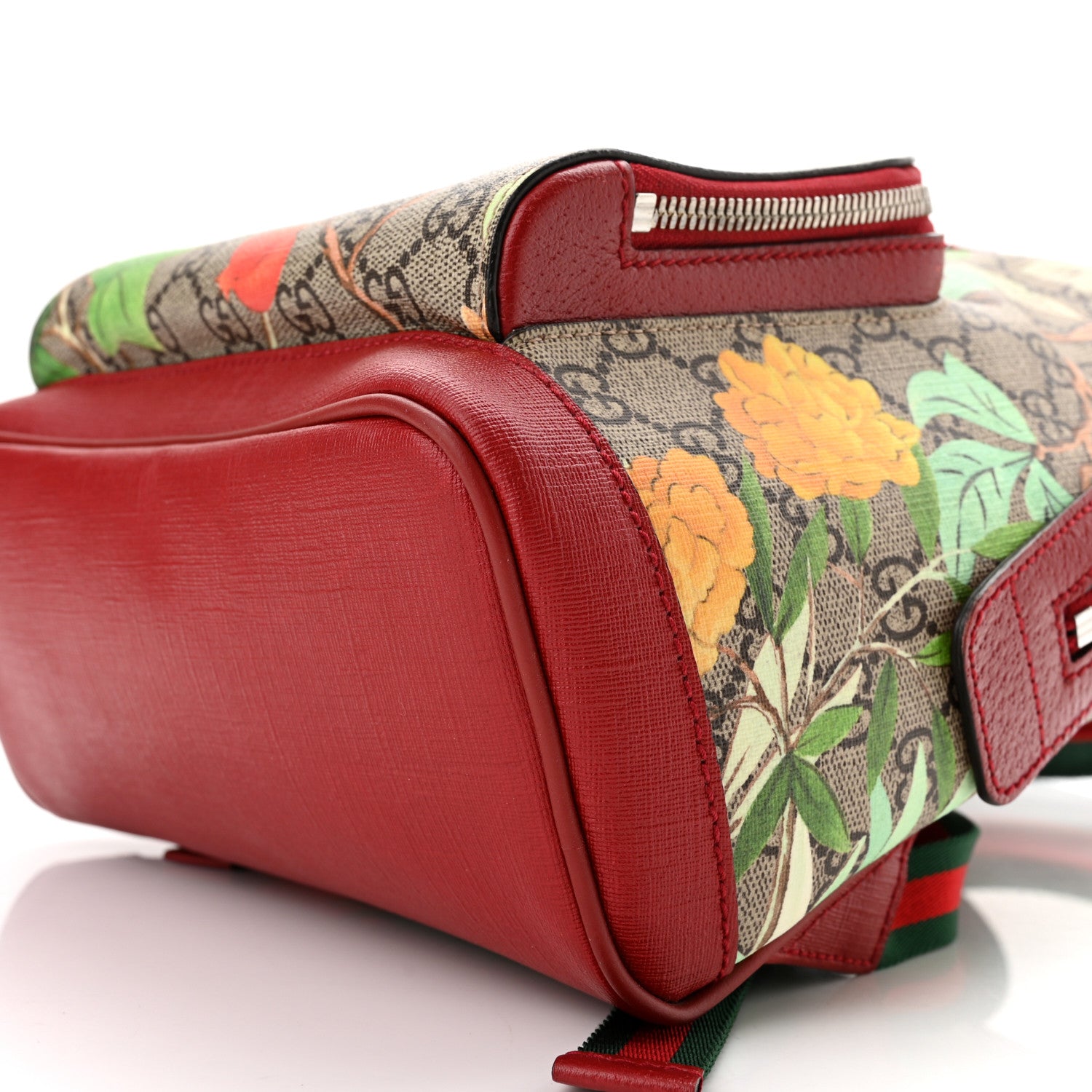 Gucci GG Supreme Monogram Tian Web Small Day Backpack Beige Multicolor Red 10 of 10