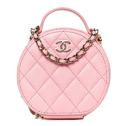 Chanel Caviar Quilted Round Handle With Care Vanity With Chain Pink 1 of 12