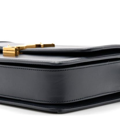 Saint Laurent Box Calfskin Monogram Medium Solferino Satchel Deep Marine 9 of 13