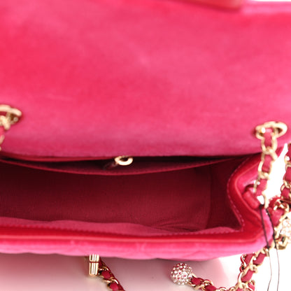Chanel Velvet Quilted Mini Square Pearl Crush Flap Fuchsia 5 of 11