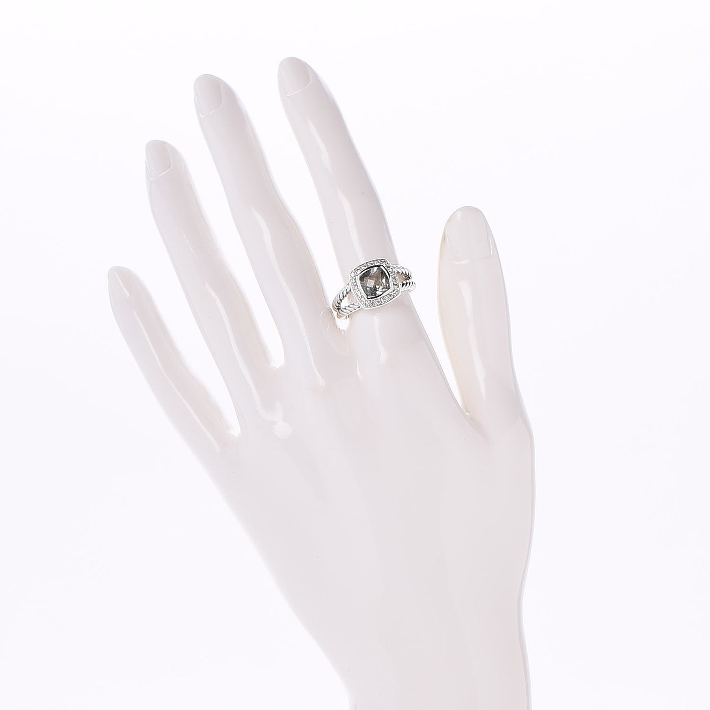 Sterling Silver Diamond Prasiolite 7mm Petite Albion Ring 51 5.75