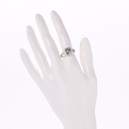 David Yurman Sterling Silver Diamond Prasiolite 7mm Petite Albion Ring 51 5.75 2 of 5