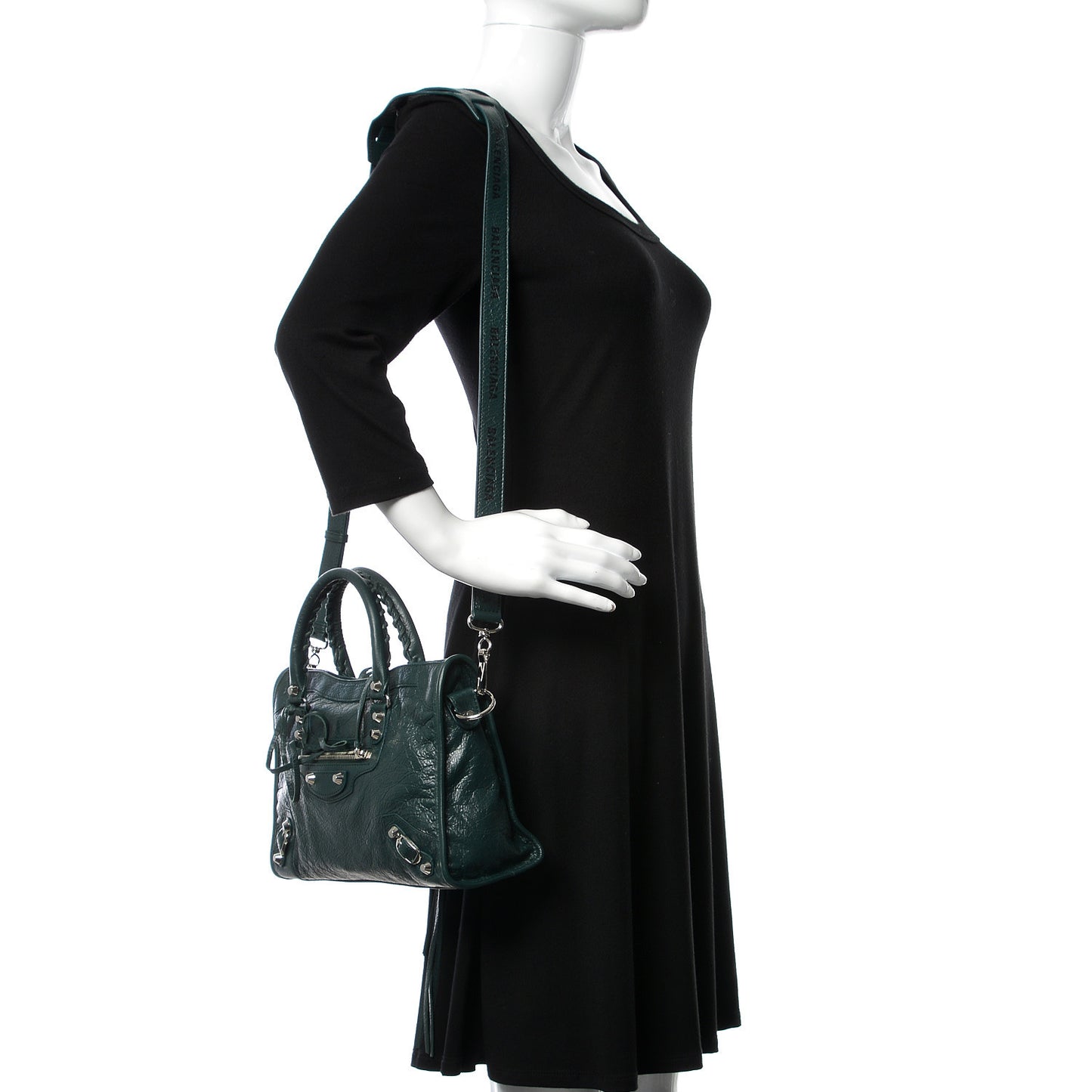 Agneau Classic Silver Hardware S City Logo Strap Sapin Black