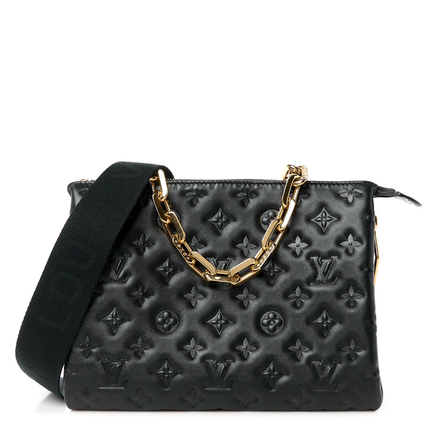 Lambskin Embossed Monogram Coussin PM Black