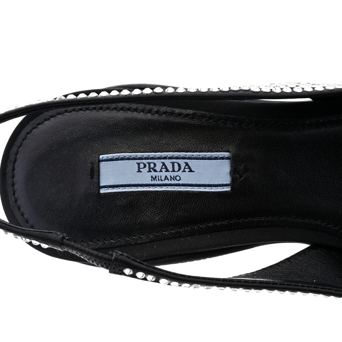 Satin Crystal Logo 90mm Slingback Pumps 36.5 Cristal
