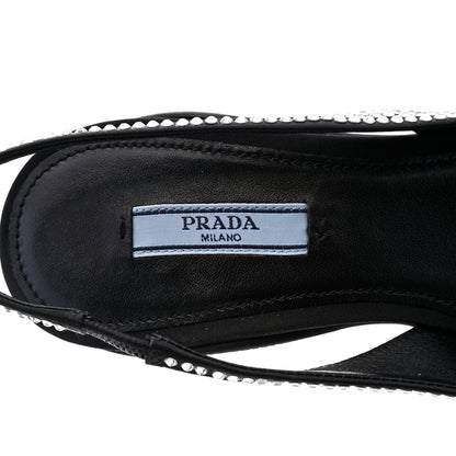Prada Satin Crystal Logo 90mm Slingback Pumps 36.5 Cristal 7 of 9
