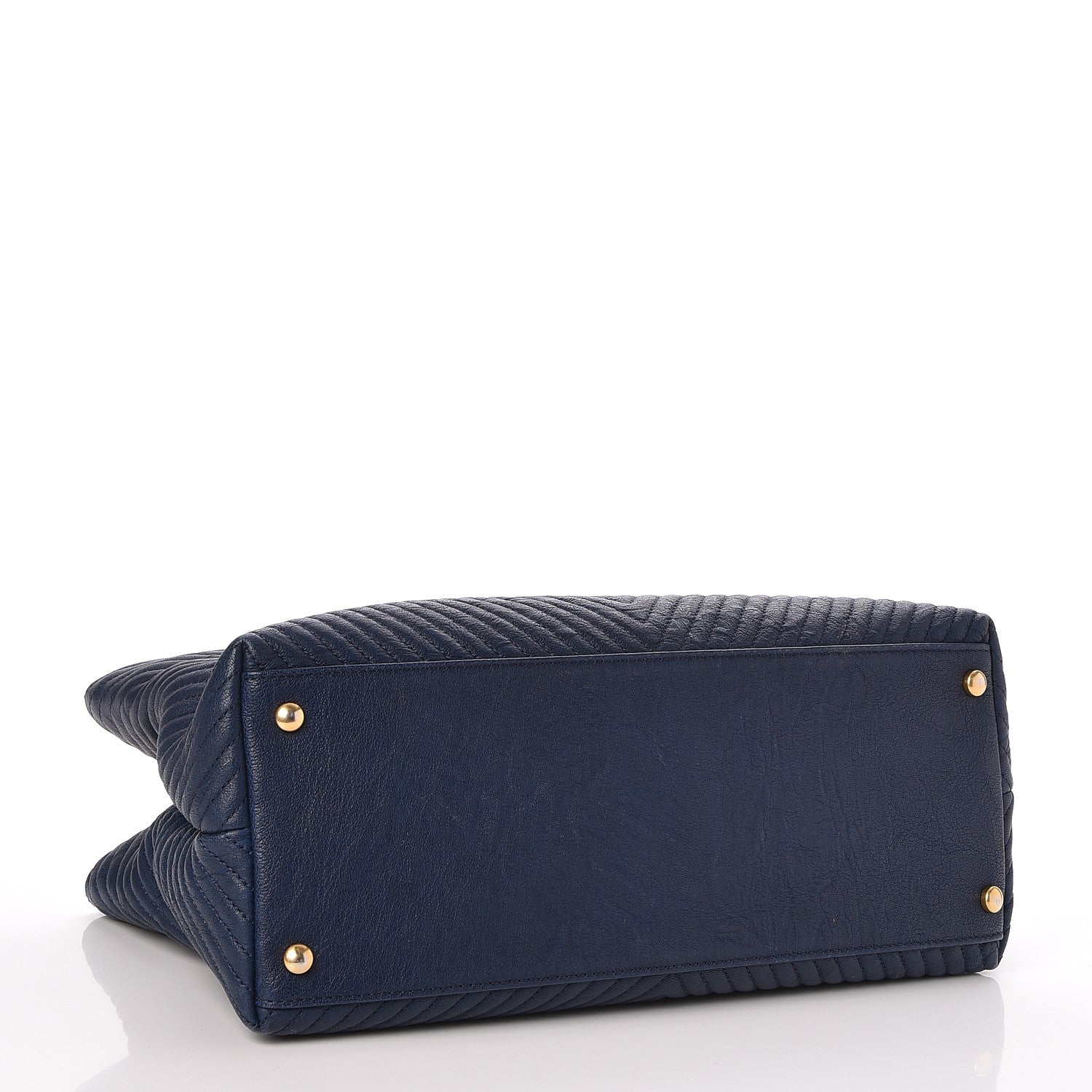 Chanel Wrinkled Lambskin Chevron Quilted Surpique Tote Navy Blue 4 of 7