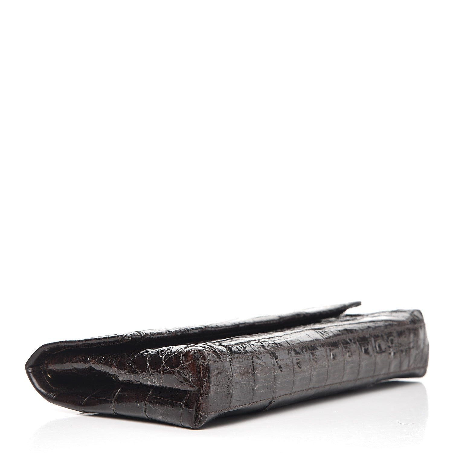 Nancy Gonzalez Glossy Crocodile Foldover Clutch Brown 4 of 10