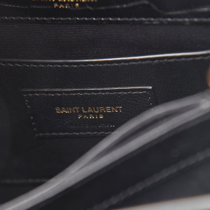 Saint Laurent Calfskin Crocodile Embossed Small Monogram Sunset Black 5 of 8