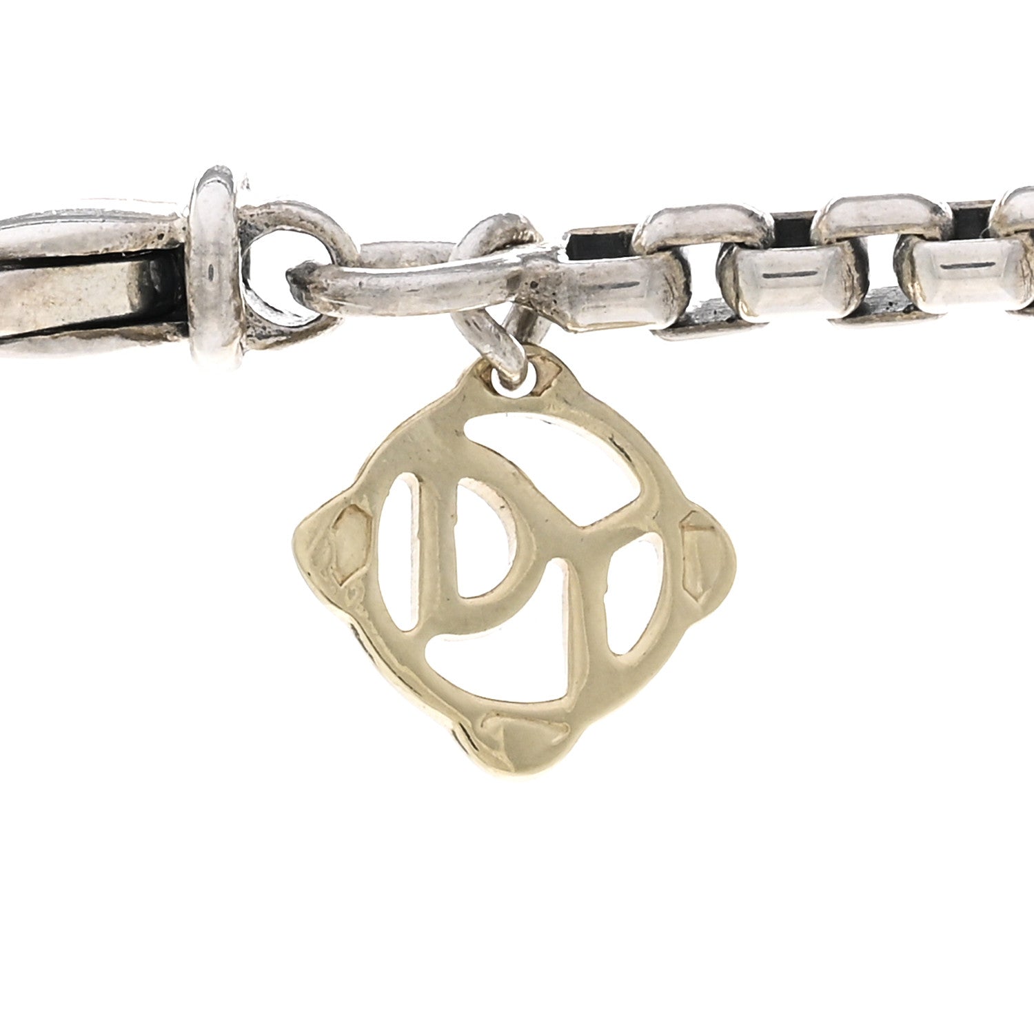 David Yurman Sterling Silver 14K Yellow Gold Diamond Moonstone 14mm Albion Enhancer Pendant Necklace 4 of 5