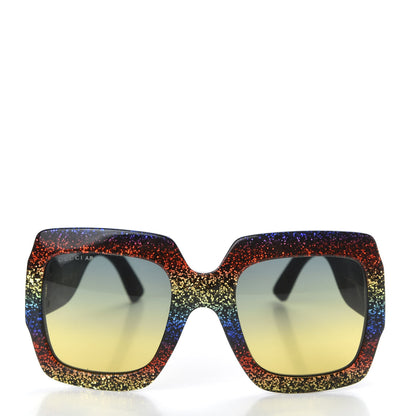 Gucci Square Frame GG0102S Sunglasses Glitter Gold Multi 2 of 8