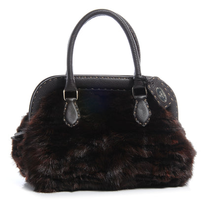 Fendi Mink Fur Calfskin Romano Selleria Adele 1328 Bag Brown 1 of 7
