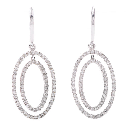Tiffany 18K White Gold Diamond Metro Oval Drop Earrings 1 of 4
