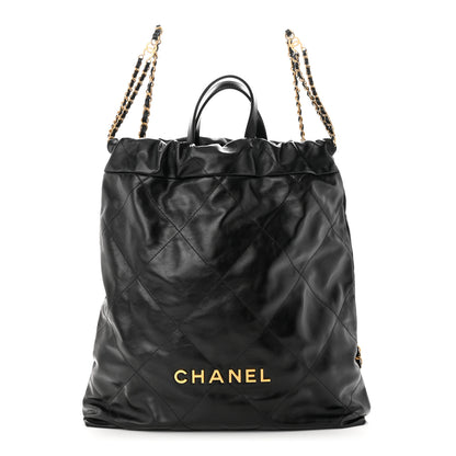 Chanel Shiny Calfskin Quilted Chanel 22 Backpack Black 1 of 12