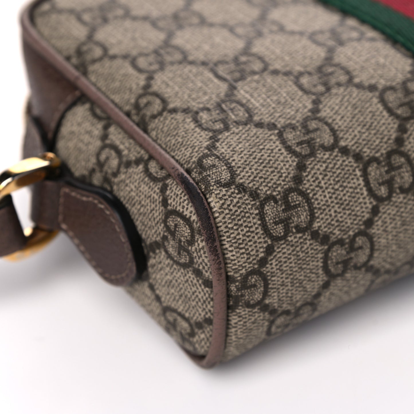 GG Supreme Monogram Web Mini Ophidia Shoulder Bag Brown