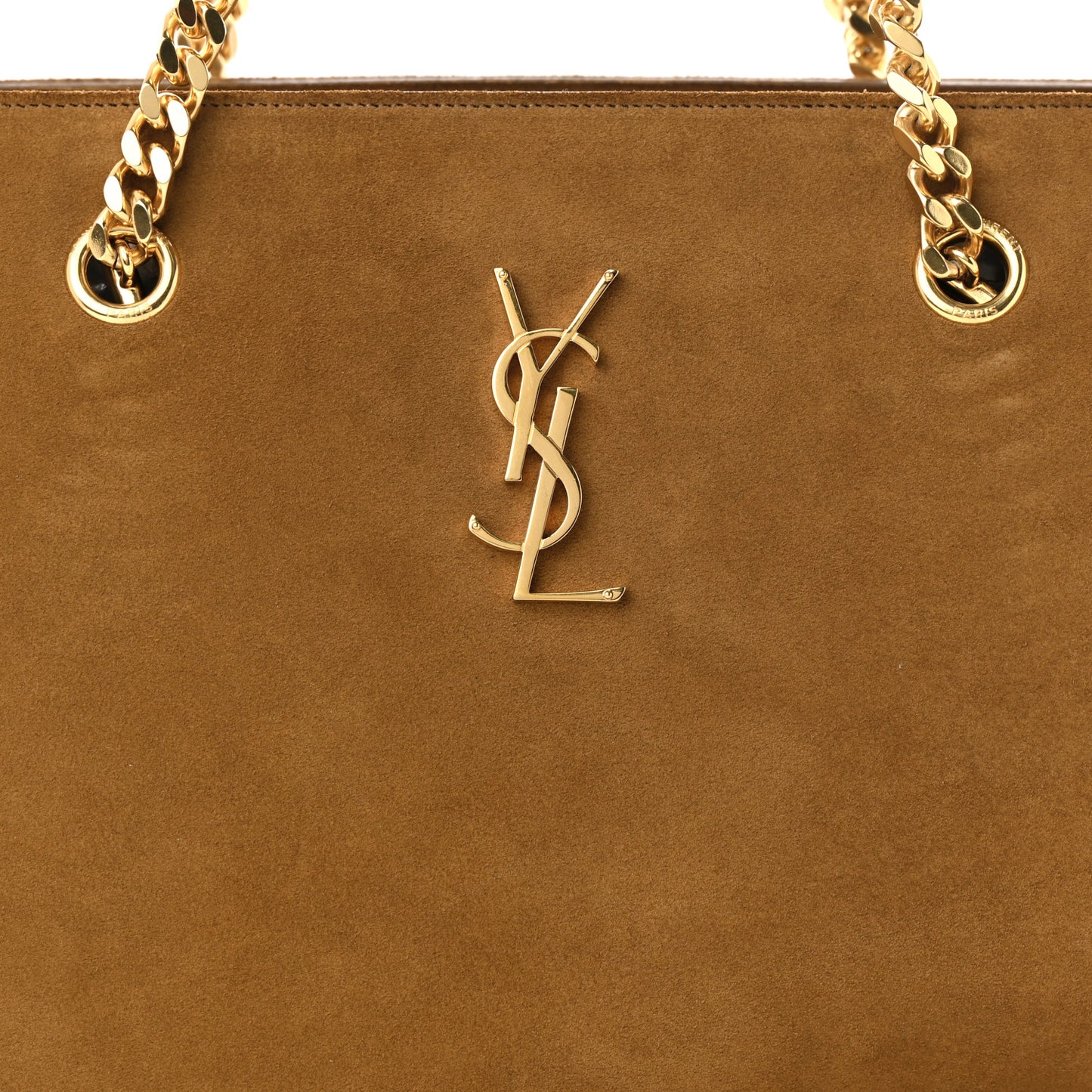 Suede Fringe Monogram Shopping Tote Light Ochre