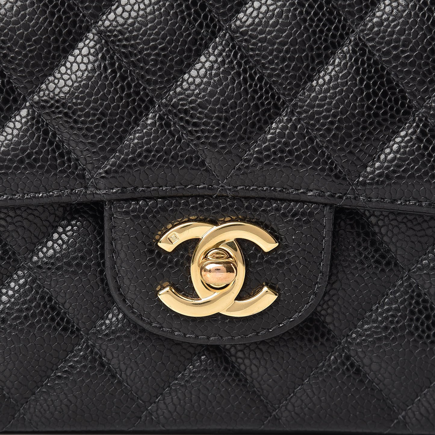 Caviar Quilted Medium Double Flap Black