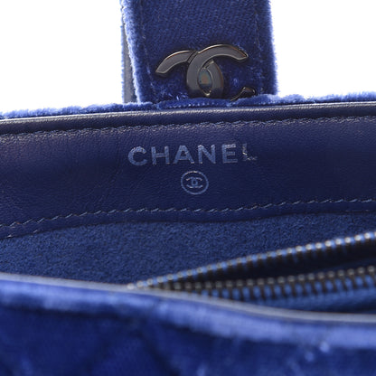 Chanel Velvet Quilted Mini Phone Holder Crossbody Bag Blue 6 of 8