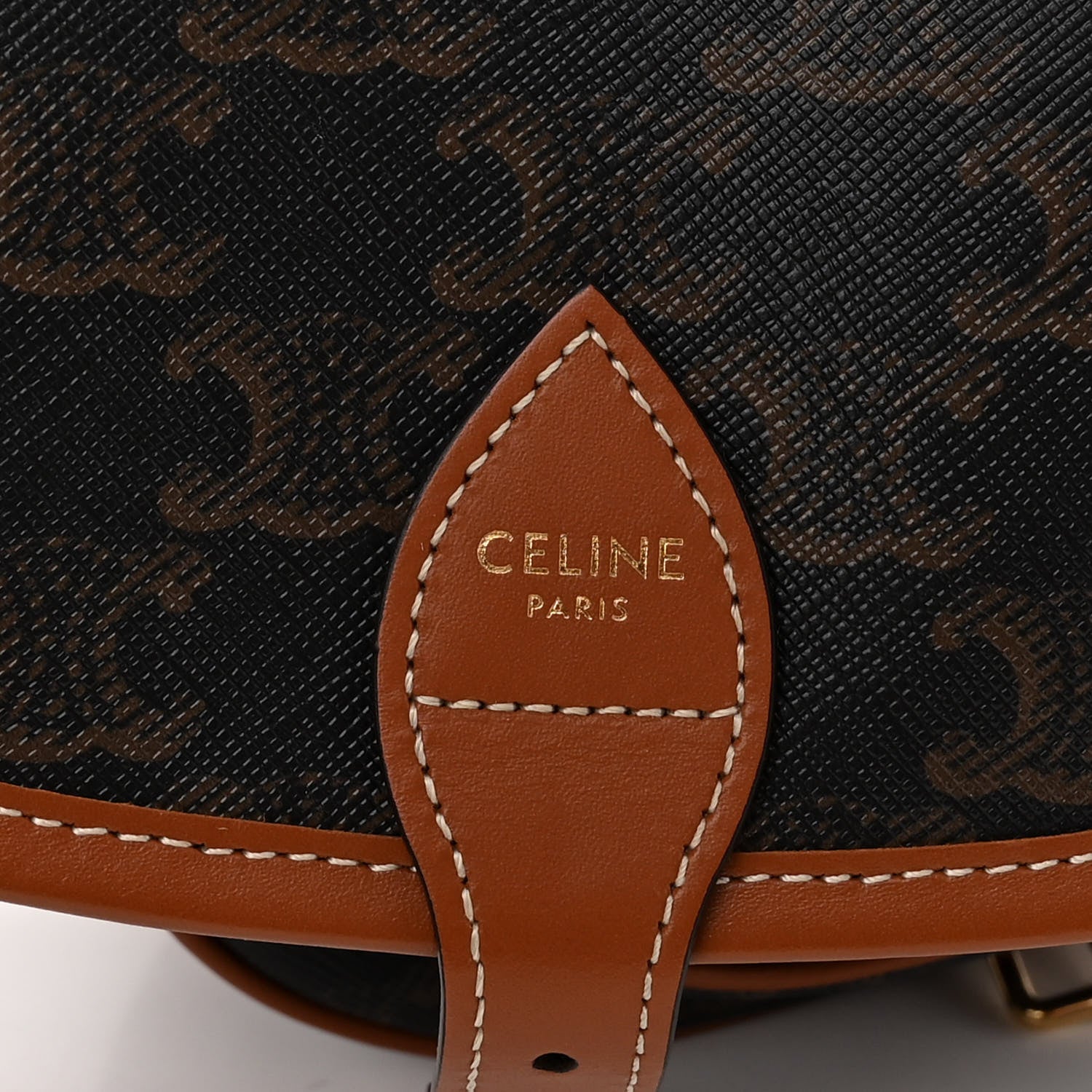 Celine Triomphe Canvas Medium Folco Bag Tan 6 of 9