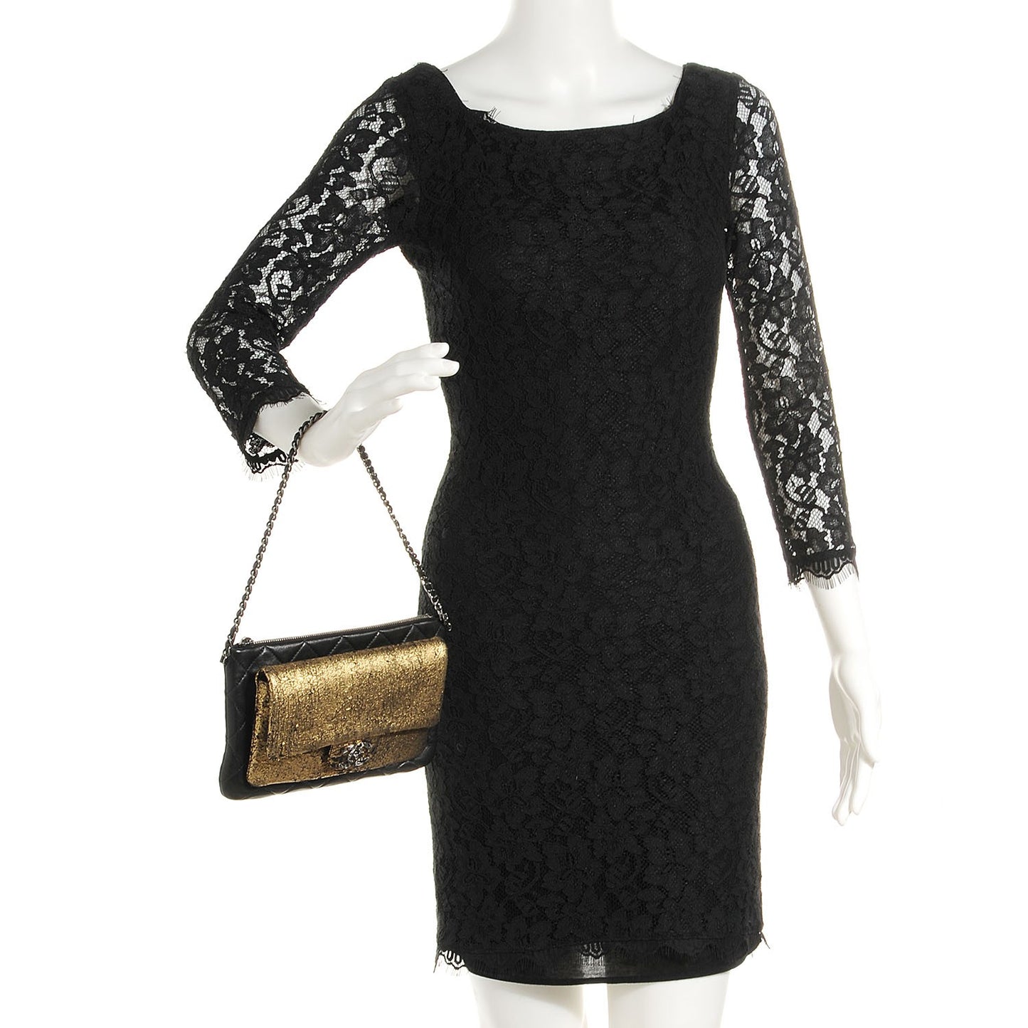 Lambskin Mineral Nights Wristlet Gold Black