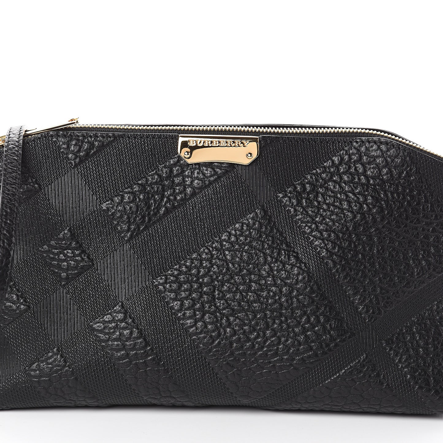 Signature Grain Calfskin Check Embossed Small Chichester Crossbody Clutch Bag Black