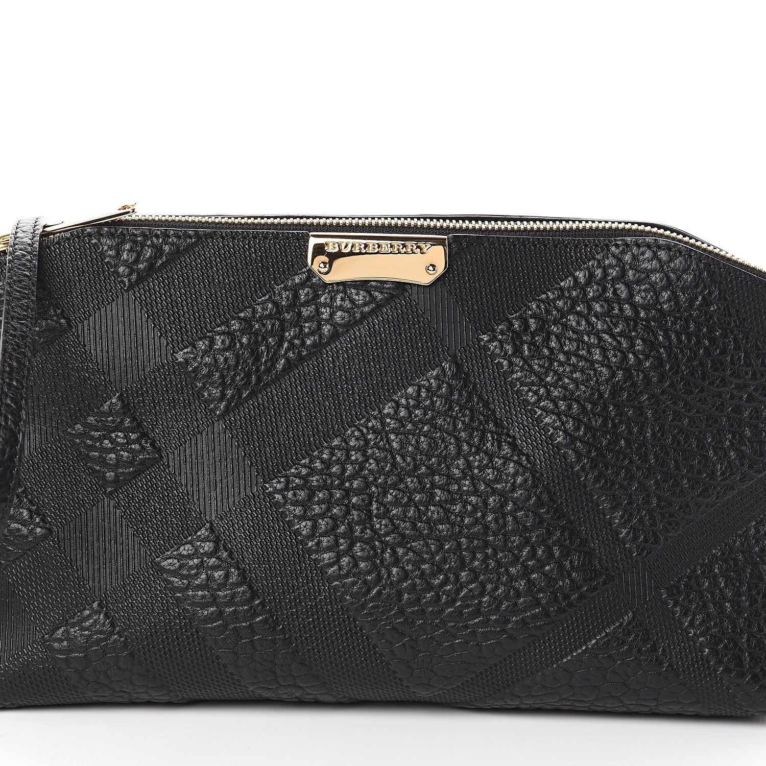Burberry Signature Grain Calfskin Check Embossed Small Chichester Crossbody Clutch Bag Black 6 of 8