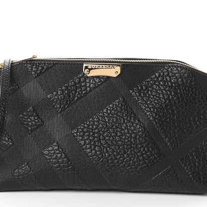 Burberry Signature Grain Calfskin Check Embossed Small Chichester Crossbody Clutch Bag Black 6 of 8