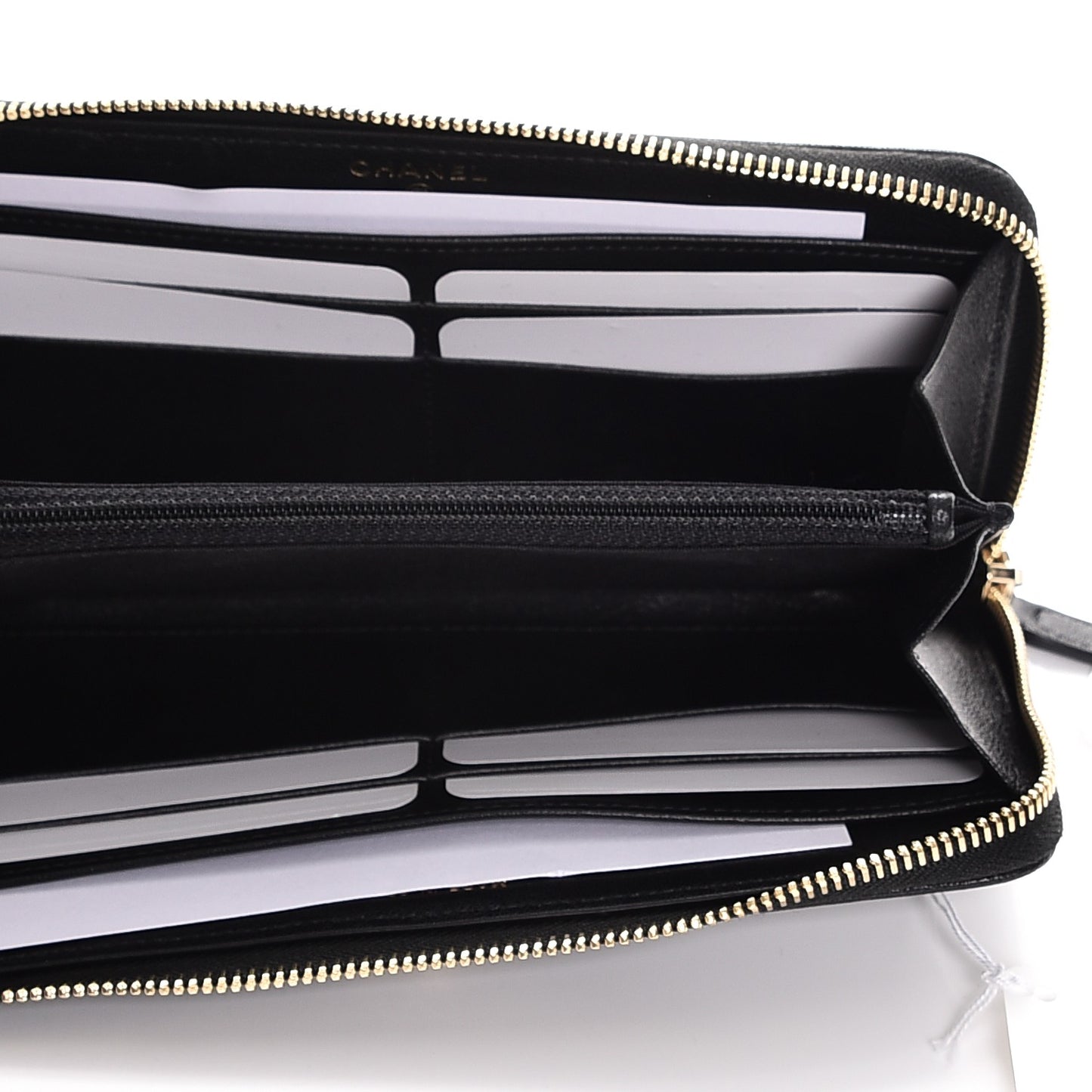 Sheepskin Chevron Quilted Zip Around Wallet Black