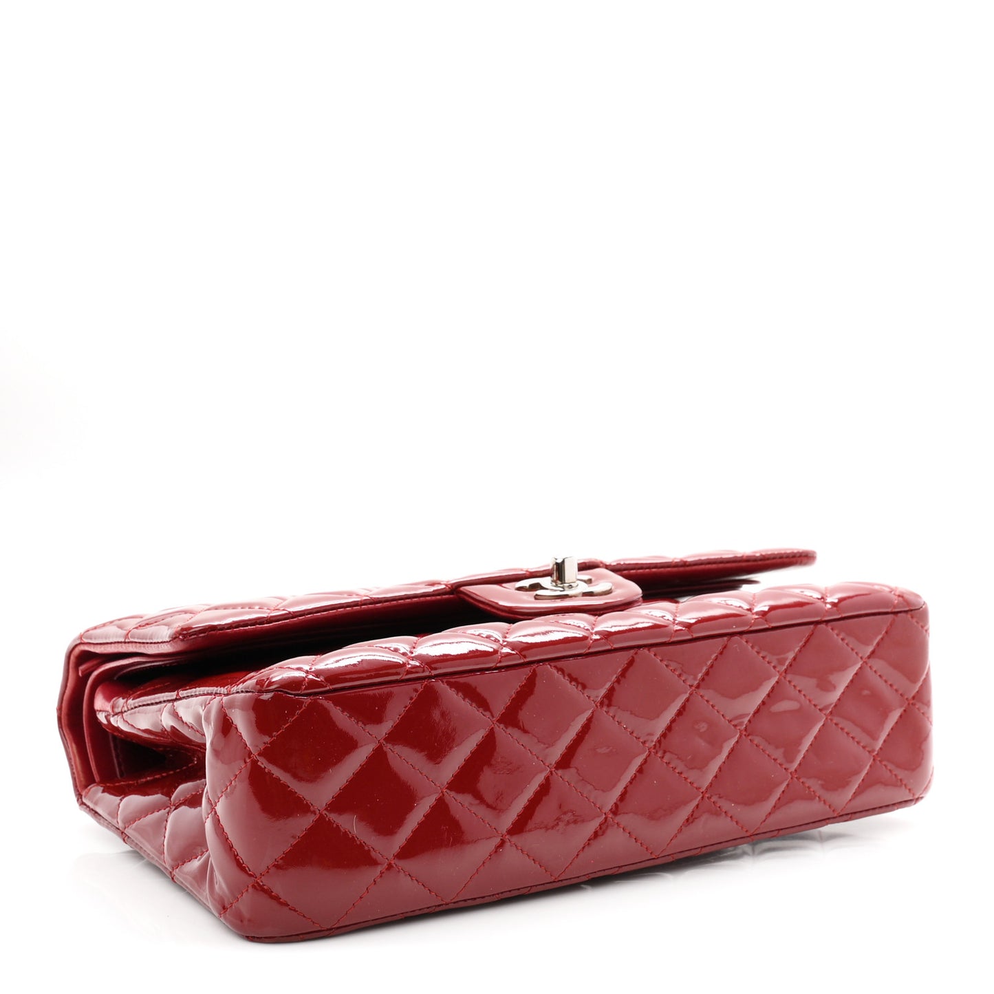 Patent Quilted Medium Double Flap Red