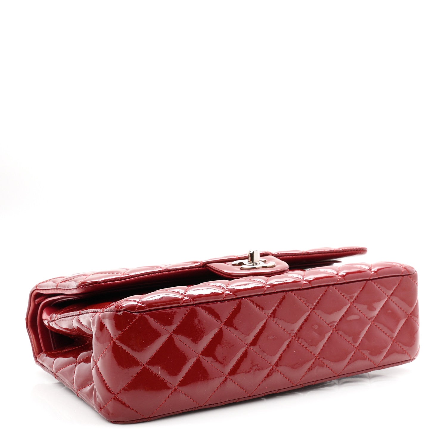Chanel Patent Quilted Medium Double Flap Red 4 of 10