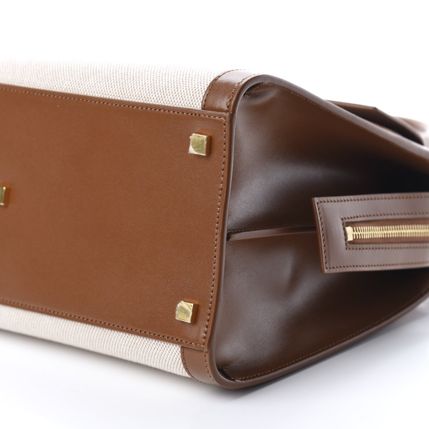 Saint Laurent Canvas Calfskin Medium Uptown Tote Brown 7 of 11