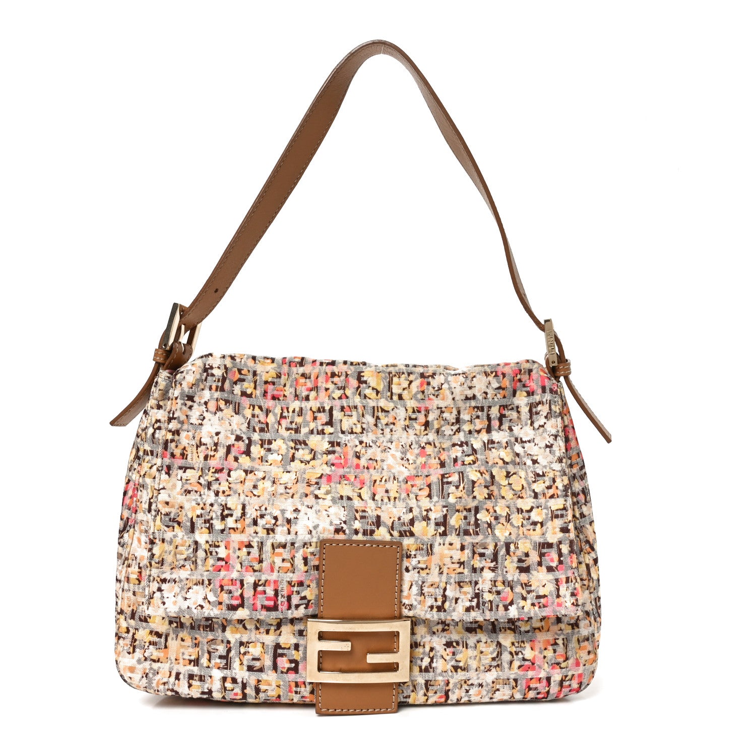 Fendi Zucchino Vitello Floral Forever Mama Baguette Pesca Giallo Saddler 1 of 10